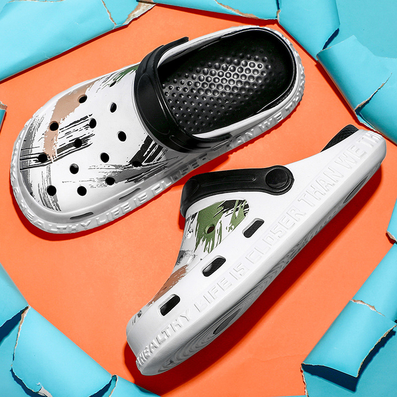 Тапочки в стиле Crocs подходит для мужчин и женщин, трендовая летняя пляжная обувь, детские мужские тапочки, пляжные босоножки, в корейском стиле, закрытый носок