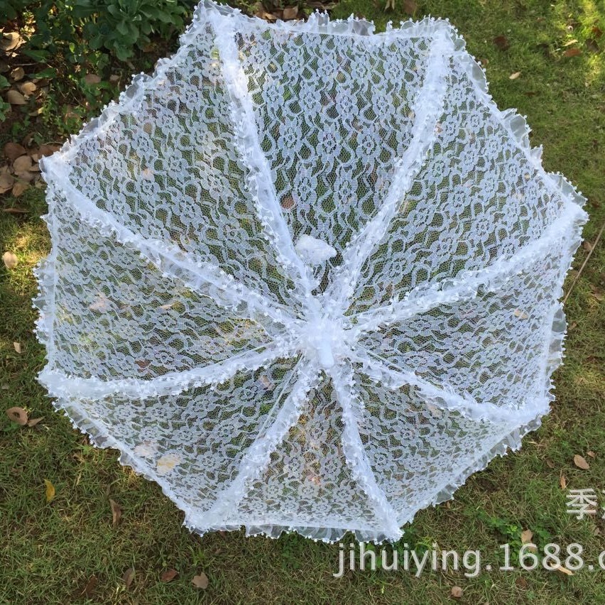 速卖通婚庆用品蕾丝星星花边婚伞  装饰摄影道具梅花边 大伞