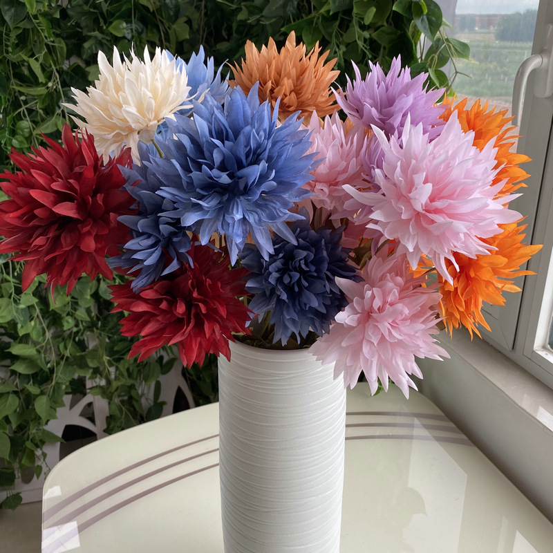 3 пламени Chrysanthemum свадебная свадебная дорога вставка цветочная шелковая мебель